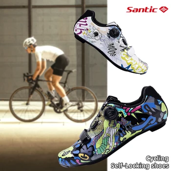 Santic Профессиональные скоростные велосипедные кроссовки, Самоблокирующаяся Велосипедная обувь для мужчин, женщин, Нейлоновая Велосипедная обувь для взрослых, Безопасное Велосипедное снаряжение.
